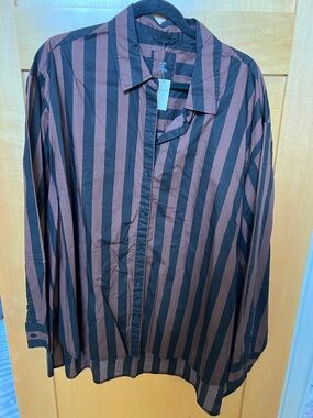 NWT aerie Button-Down Stripe Shirt - Black & Brown